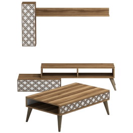 Hanah Home Planet Conjunto de muebles de salón Nogal y Blanco